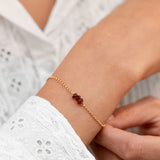 Golden Trio Bead Bracelet - Garnet