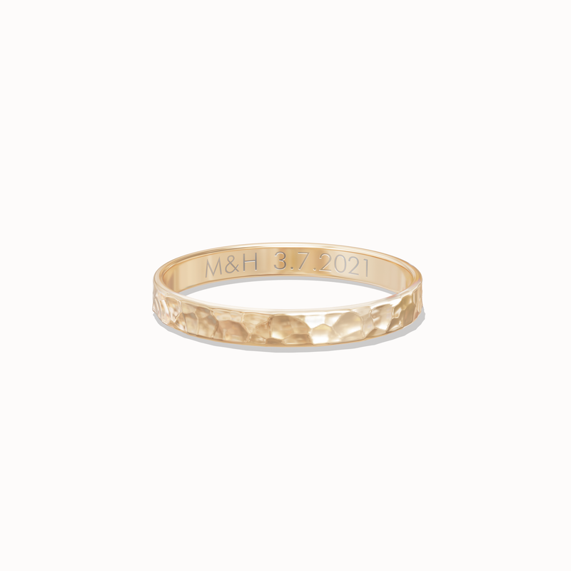 Bold Hammered Wedding Band