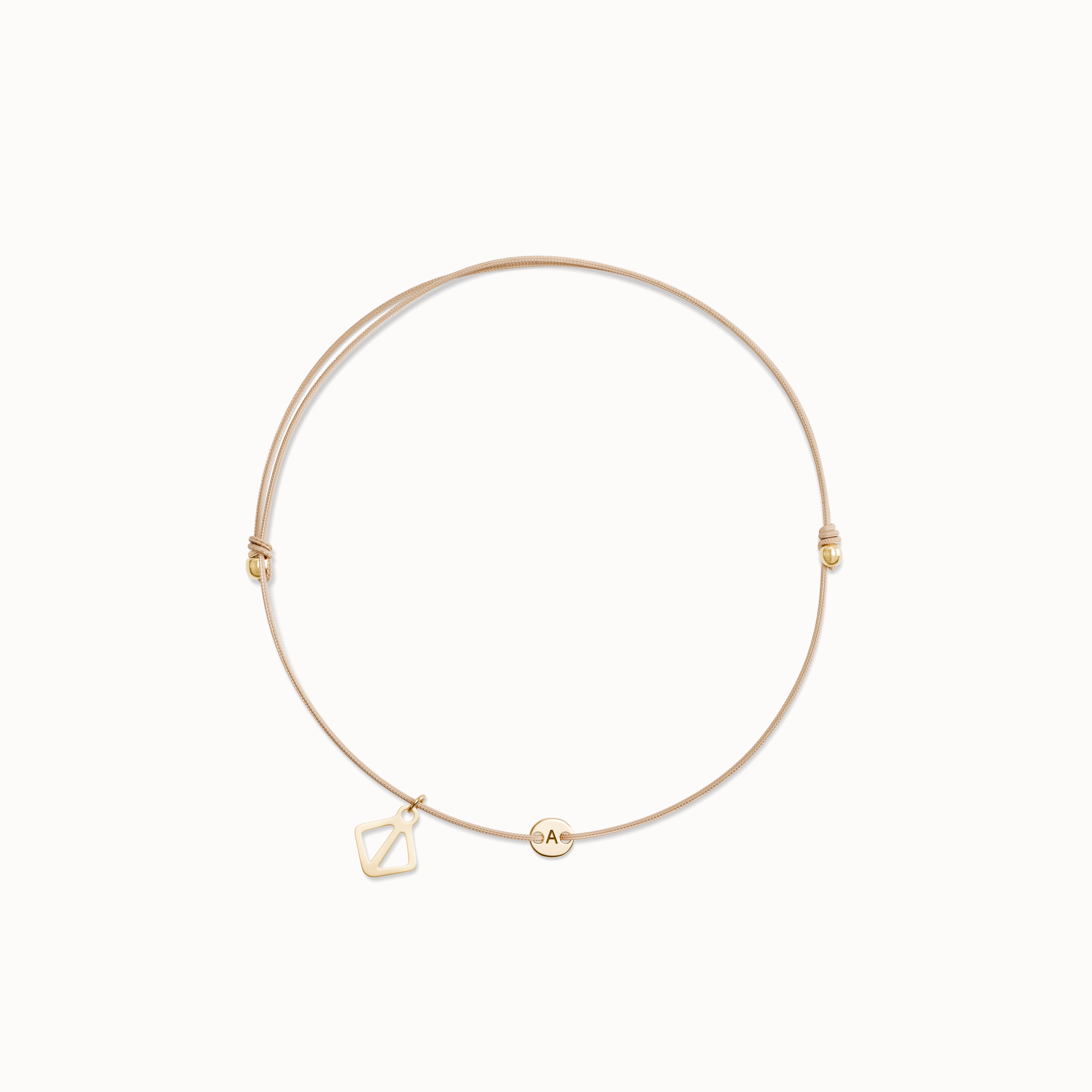 Create Your Own - Tiny Initial Bracelet - Beige