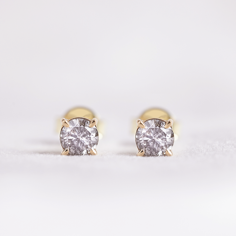 Traditional Floral Single Stone Diamond Stud Earrings
