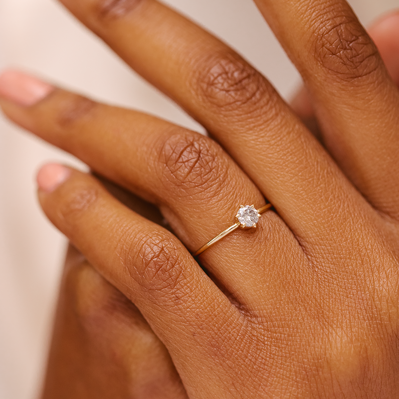 Solitary Diamond Ring Salt Pepper Diamond – Makaro Jewelry